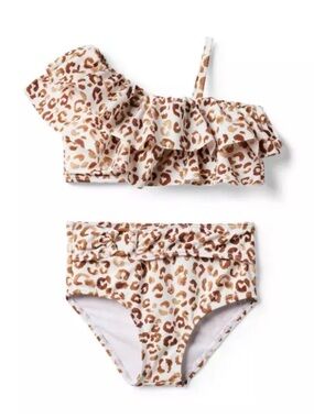 Janie and Jack Cream and Brown Leopard Bikini